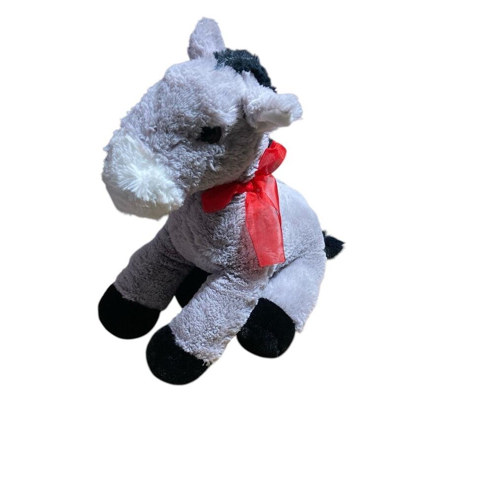 Large Plush Grey Donkey Black Mane Red Tie Walmart
